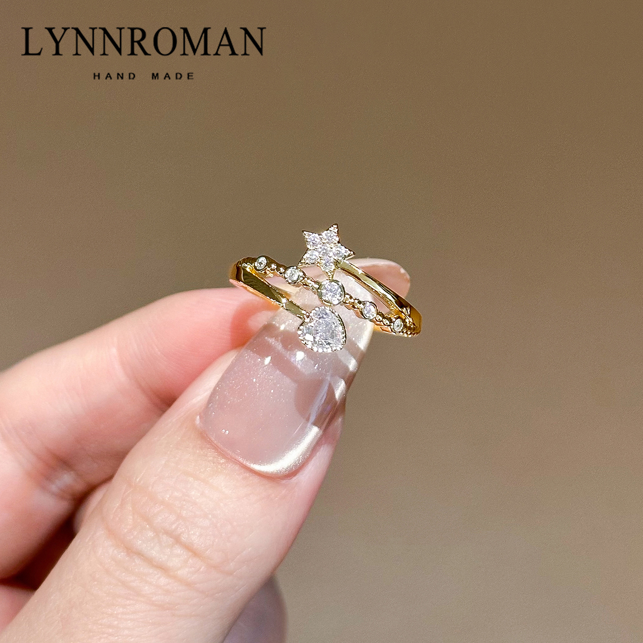 爱心五角星戒指女高级感轻奢精致