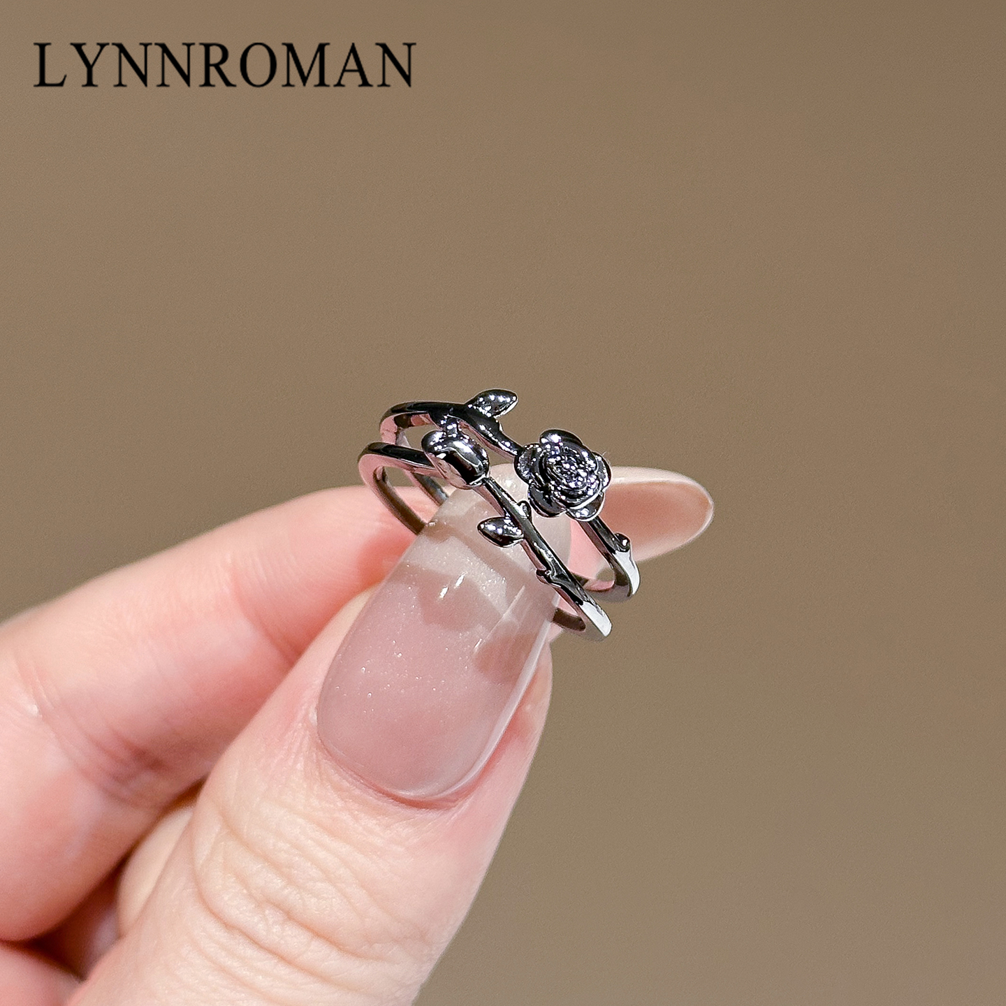 玫瑰花戒指女开口可调节