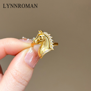 原创马年本命年戒指女轻奢高级感马首食指戒小众设计感新年送礼物