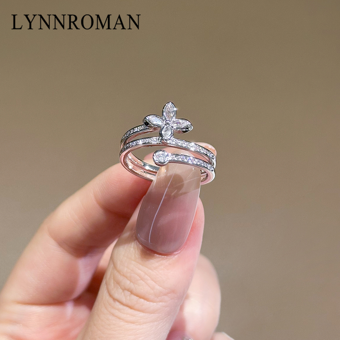 三层锆石戒指女高级轻奢精致