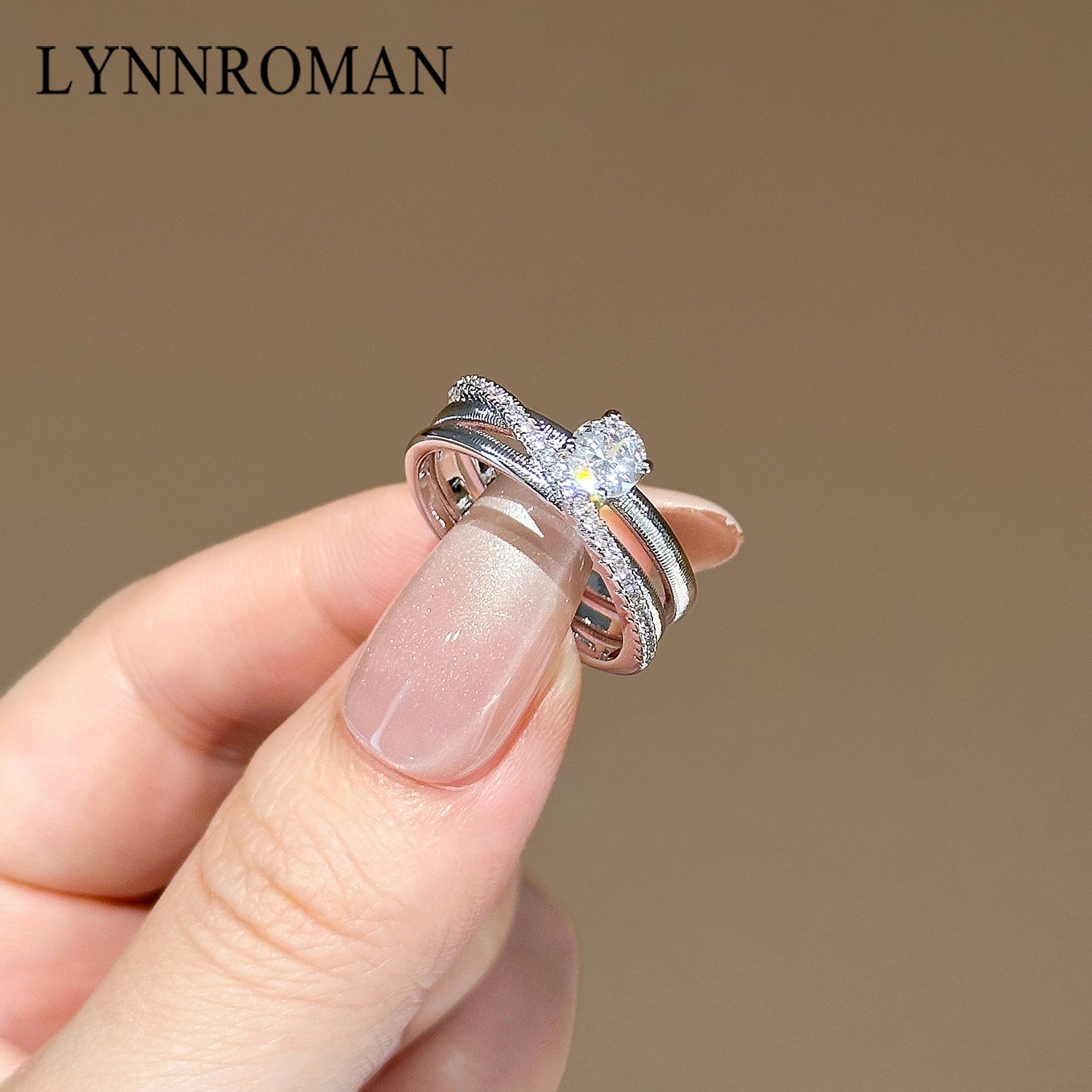 三层交叉环绕戒指女高级轻奢