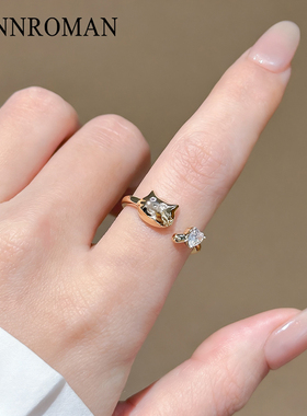 LYNNROMAN小众猫咪轻奢女戒