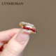 LYNNROMAN红色竹节戒指女高级轻奢小众设计食指戒珐琅彩开口指环