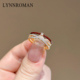 锆石指环2025新款 LYNNROMAN镶钻交叉戒指女时尚 个性 可调节食指戒
