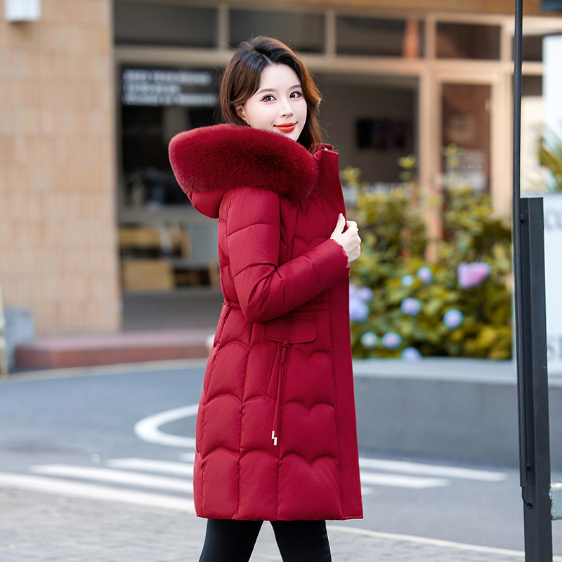 冬季新款羽绒棉服女中长款加厚