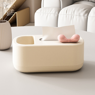 奶油风弹簧纸巾盒家用蝴蝶结抽纸盒2026新款客厅茶几遥控器收纳盒