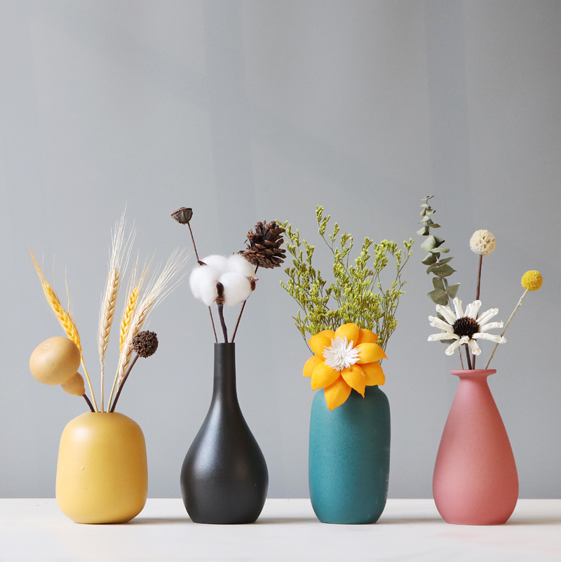 创意干花小花瓶陶瓷摆件乔迁送