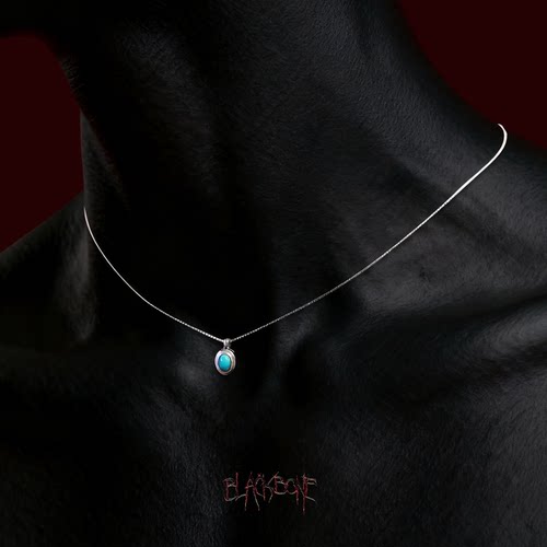 黑骨S925纯银绿松石锁骨链