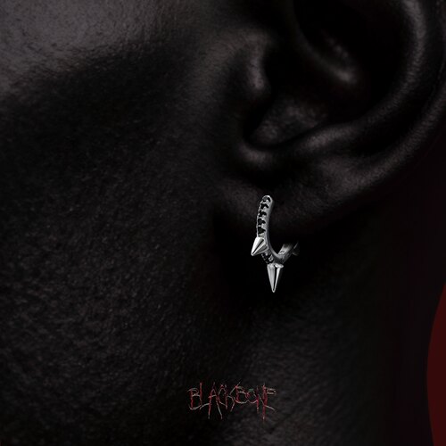 黑骨S925纯银铆钉亚文化中性耳环