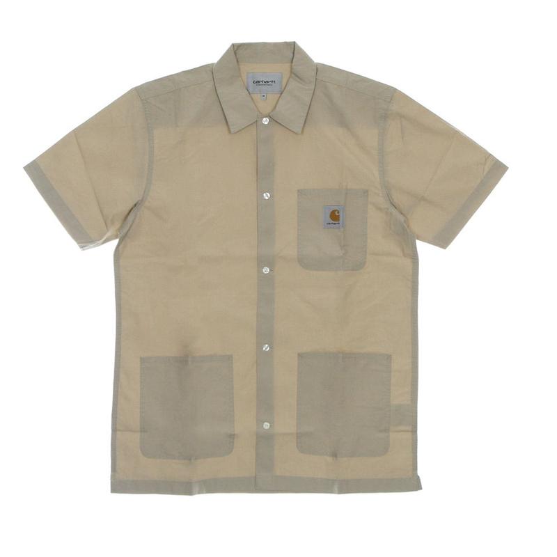 CARHARTT WIP男式短袖衬衫有领扣门侧vent三口袋软版棉质可机洗