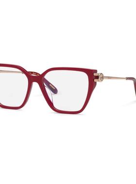 代购Chopard女士眼镜框方形全框红色金属腿日常佩戴办公眼镜架