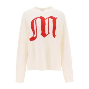 with neck Msgm sweater logo水手领M大标女士针织衫 crew gothic