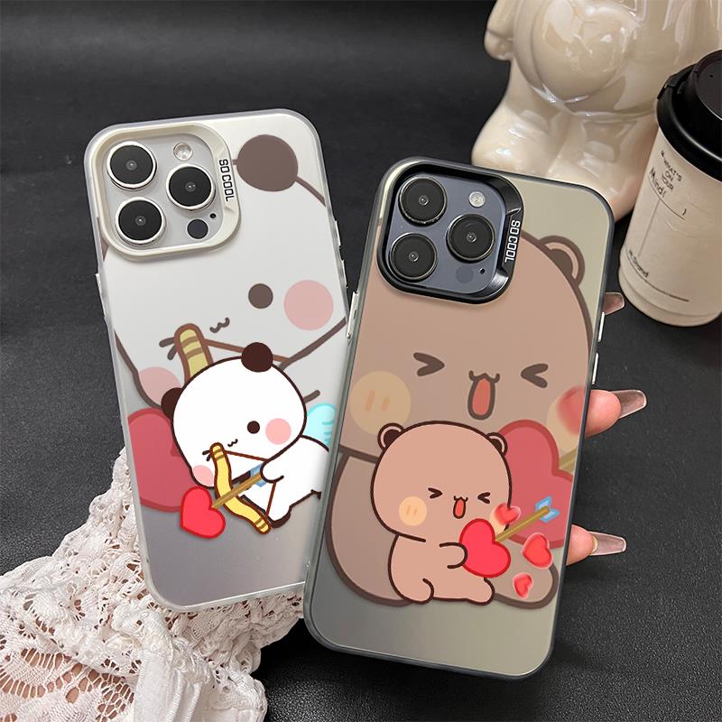 一对或两对布布情侣适用于iPhone 16 /15Plus手机壳Apple 11/12/13/14Promax彩色银色磨砂Xr/Xsse3代6S/7/8Pl