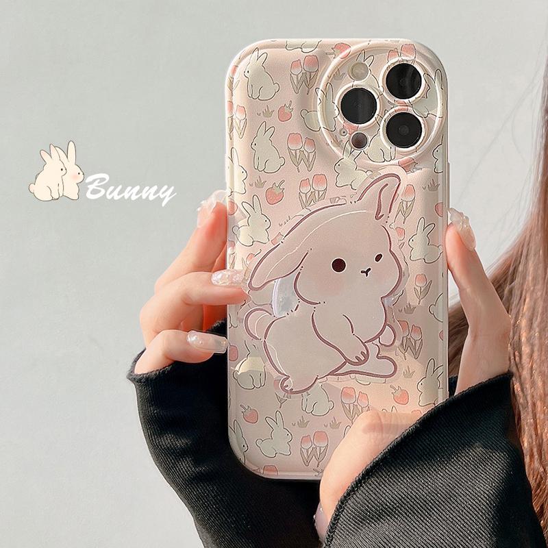 ins温柔风碎花小兔iPhone手机软壳适X/11/12/13/14/15/16pro max