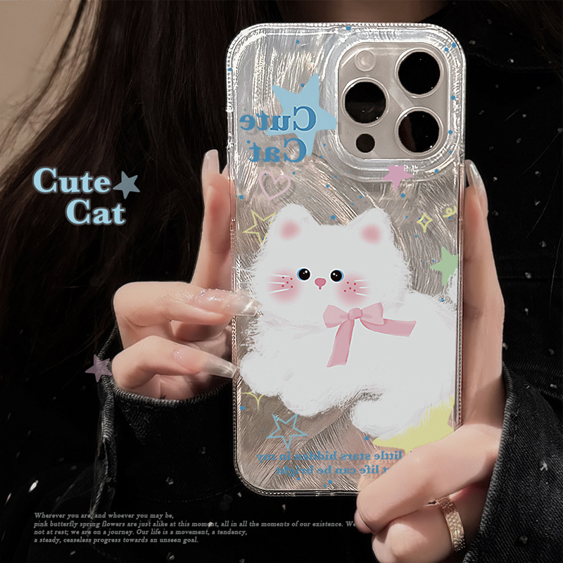 iPhone苹果手机壳甜美可爱蝴蝶结猫咪适11/12/13/14/15/16pro max