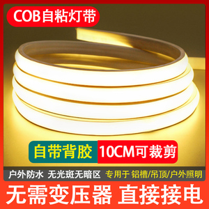 COB灯带220v户外防水自粘软灯条