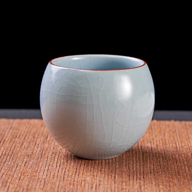 金镶玉汝窑主人杯单杯开片个人专用茶杯陶瓷品茗杯功夫茶盏家用