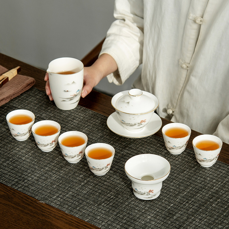 高档德化羊脂玉白瓷功夫茶具