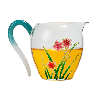 金镶玉陈洪梅手绘兰花茶海高档茶具茶杯手工花语花珠分茶器玻璃