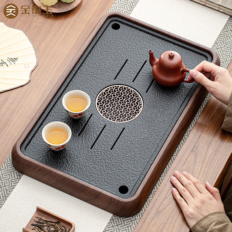金镶玉茶盘家用小型2025新款茶海沥水干泡台茶杯托盘排水功夫茶台
