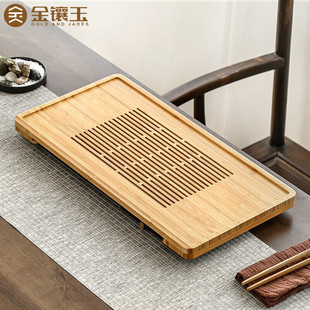 简约茶具套装 金镶玉竹制茶盘家用日式 茶海抽屉排水蓄水茶台竹托盘
