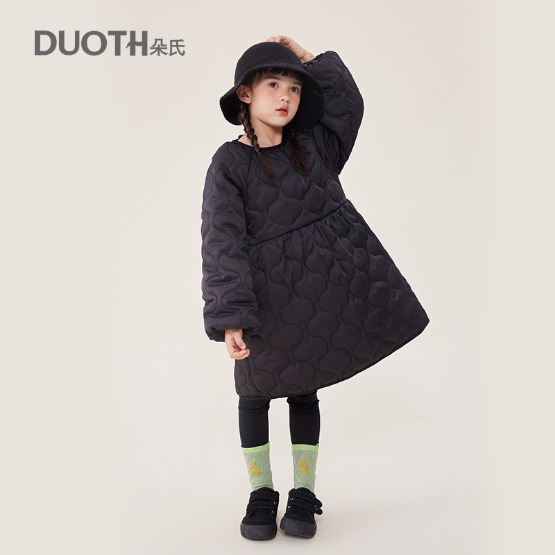 DUOTH朵氏女童桃皮绒夹棉连衣裙