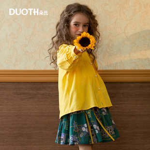 儿童长袖 娃娃领上衣小女孩洋气衬衣童装 女童衬衫 DUOTH朵氏 夏新品