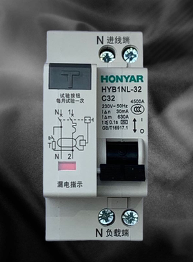 鸿雁空气开关带漏电保护断路器两路二位DPN1P+N16 20A32A25A 36MM