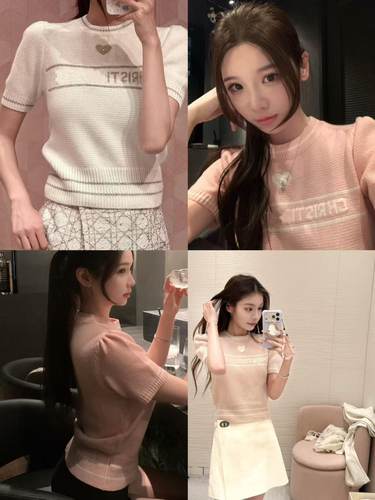 26ss爱心绣花针织短袖上衣时尚