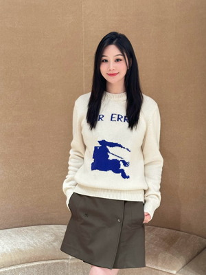 字母刺绣针织衫女100羊毛