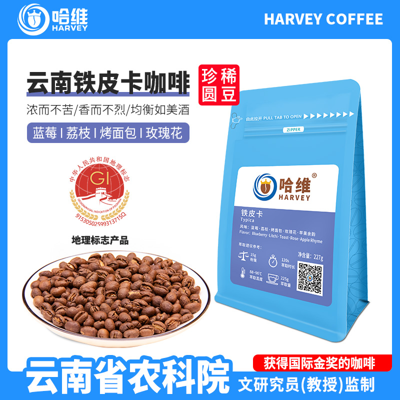 哈维手冲云南铁皮卡咖啡圆豆227g