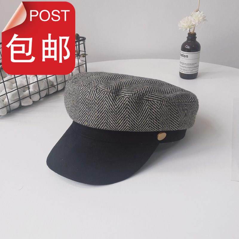 韩版帽子女秋冬斜纹平顶海军帽日系军帽复古八角帽潮时33尚贝雷帽|ruв категории Аксессуары, шляпа - от Buy2taobao.com для оказания профессиональной услуги покупки агента Taobao