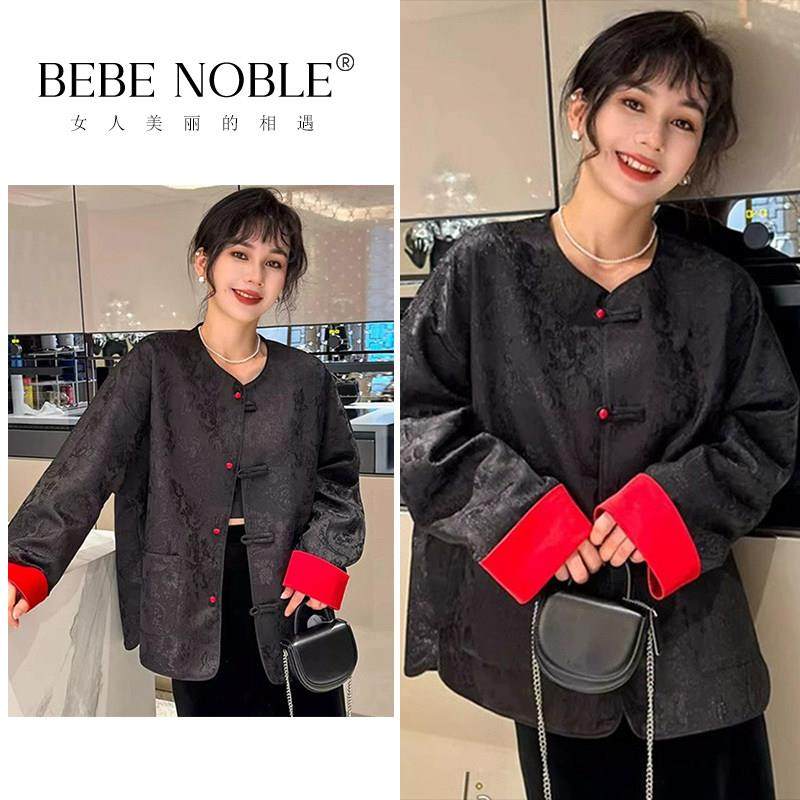 BEBE NOBLE新中式国风外套女秋季唐装改良版大码汉服开衫盘扣上衣,女装/女士精品,大码套装,淘宝优惠券,粉丝福利购,淘宝优惠卷