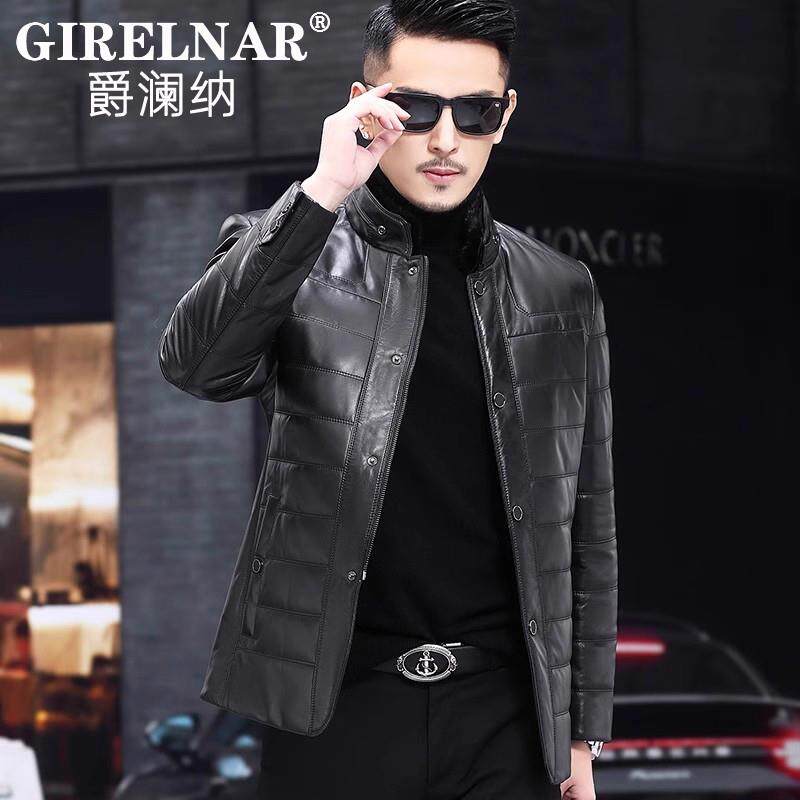 爵澜纳轻奢皮衣男2025冬季新款水貂领绵羊皮羽绒服皮夹克外套男