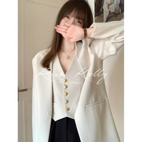 RIXO STREET法式高级感小香风西装马甲女春新款西服外套内搭套装