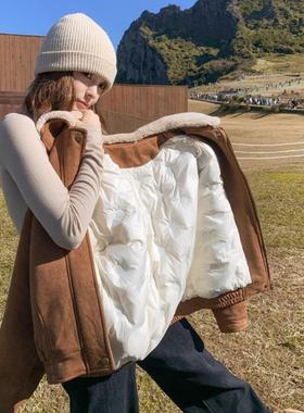 LILY MOST美拉德白鸭绒内胆麂皮绒外套女短款羽绒服2025冬季新款