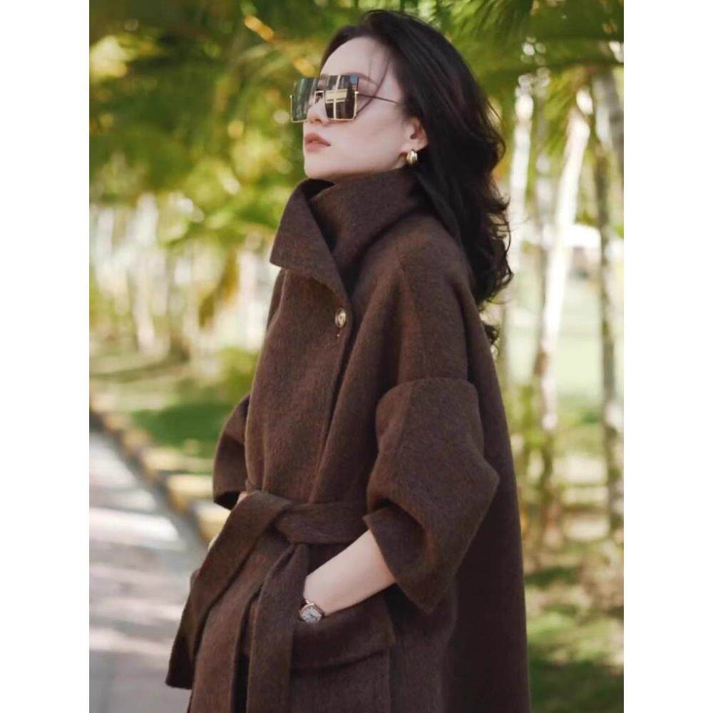 高级感超好看羊绒大衣女2025秋冬季新款时尚减龄洋气咖色毛呢外套