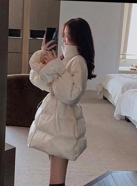 Claudie Pasey羽绒服女冬抽绳收腰立领外套小个子中长款加厚大衣