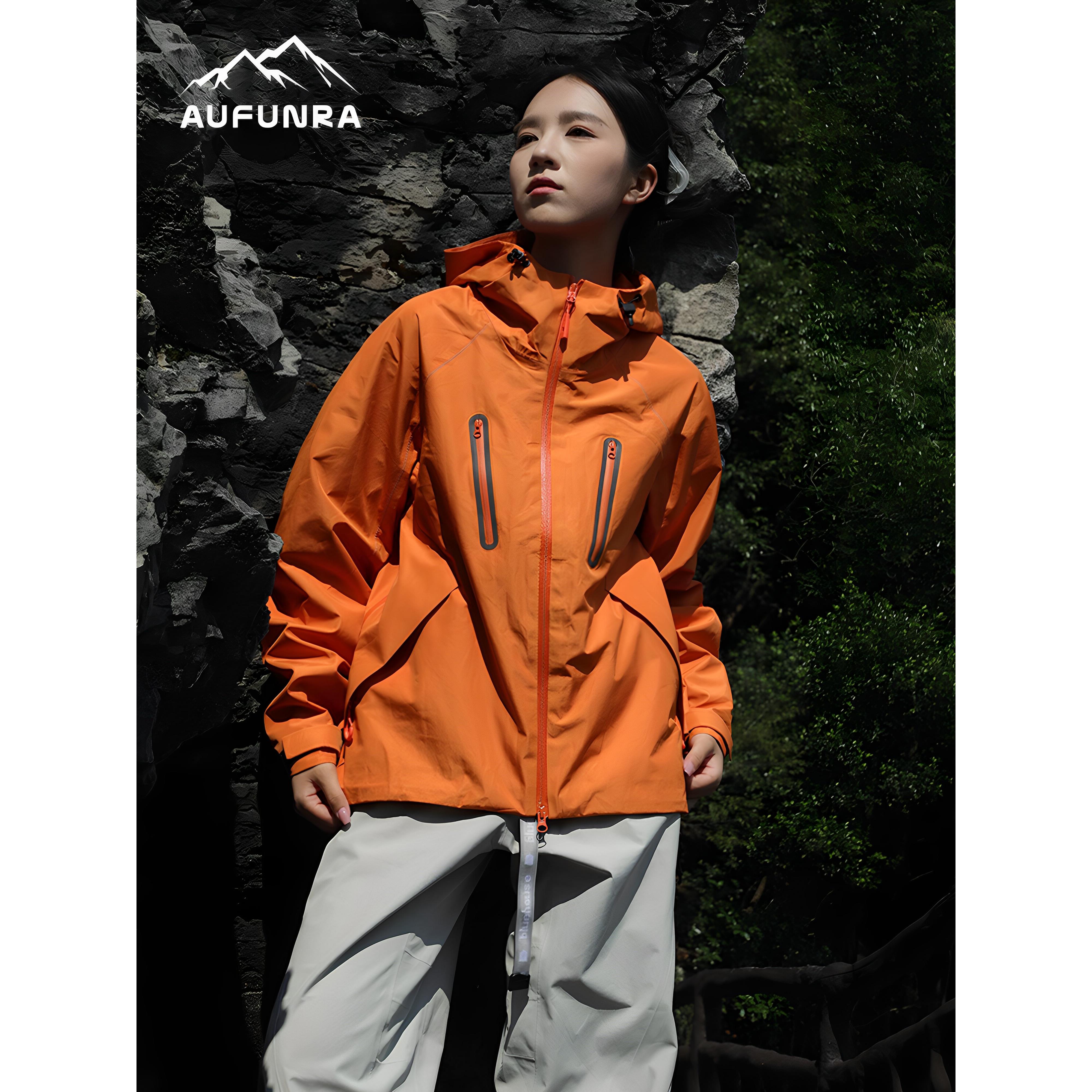 AUFUNRA户外防水防风三防软壳夹克登山冲锋衣棉服可拆卸内胆外套