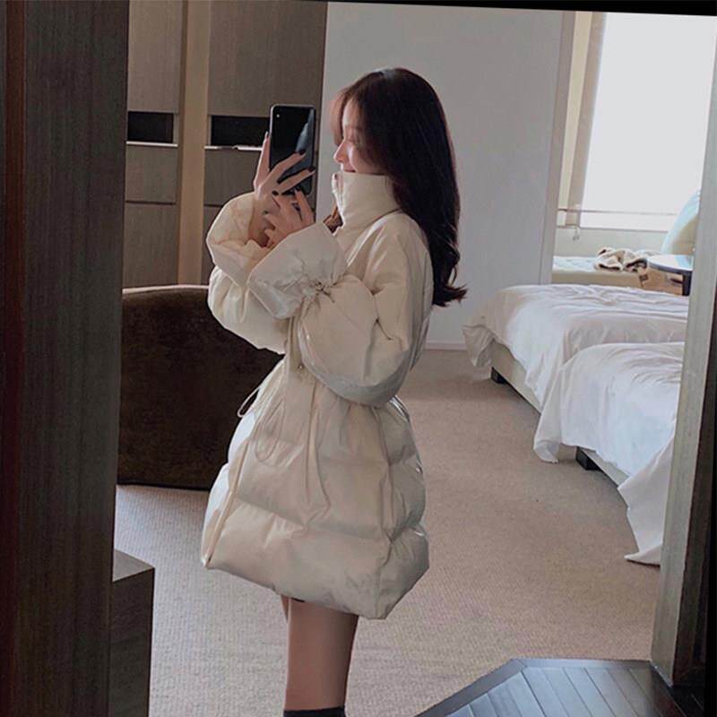 Claudie Pasey羽绒服女冬抽绳收腰立领外套小个子中长款加厚大衣