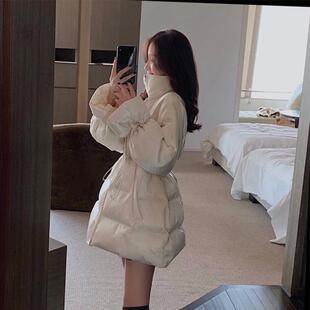 Claudie Pasey羽绒服女冬抽绳收腰立领外套小个子中长款加厚大衣