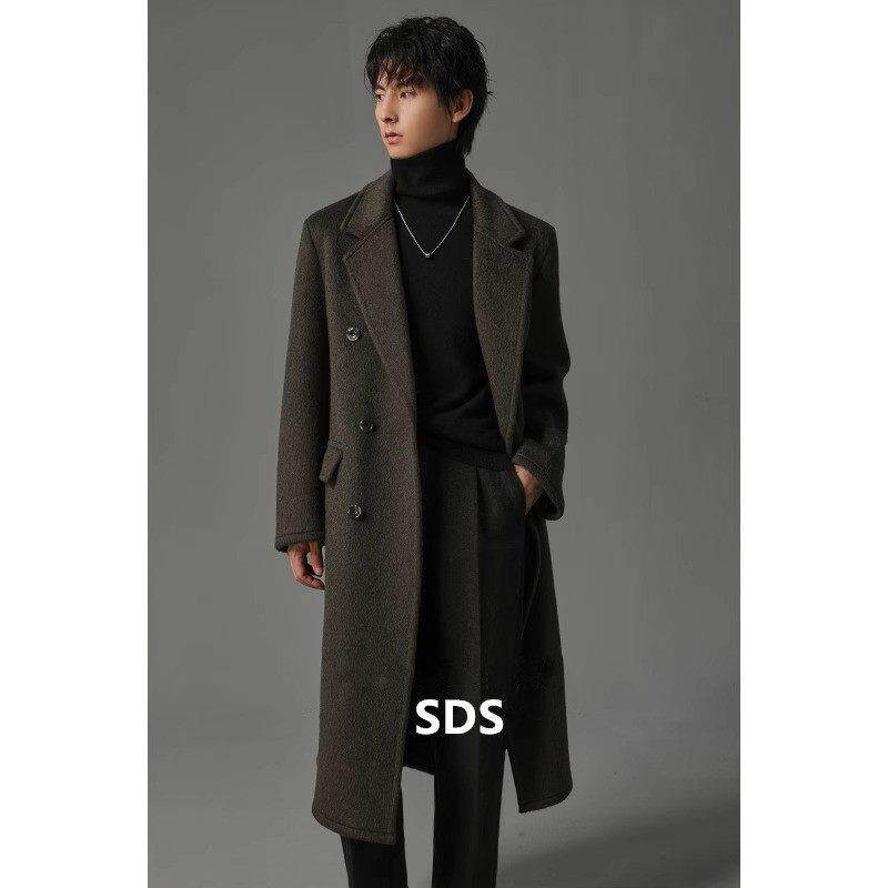 高级感双面羊绒大衣男中长款过膝冬季2025新款加厚双排扣毛呢外套
