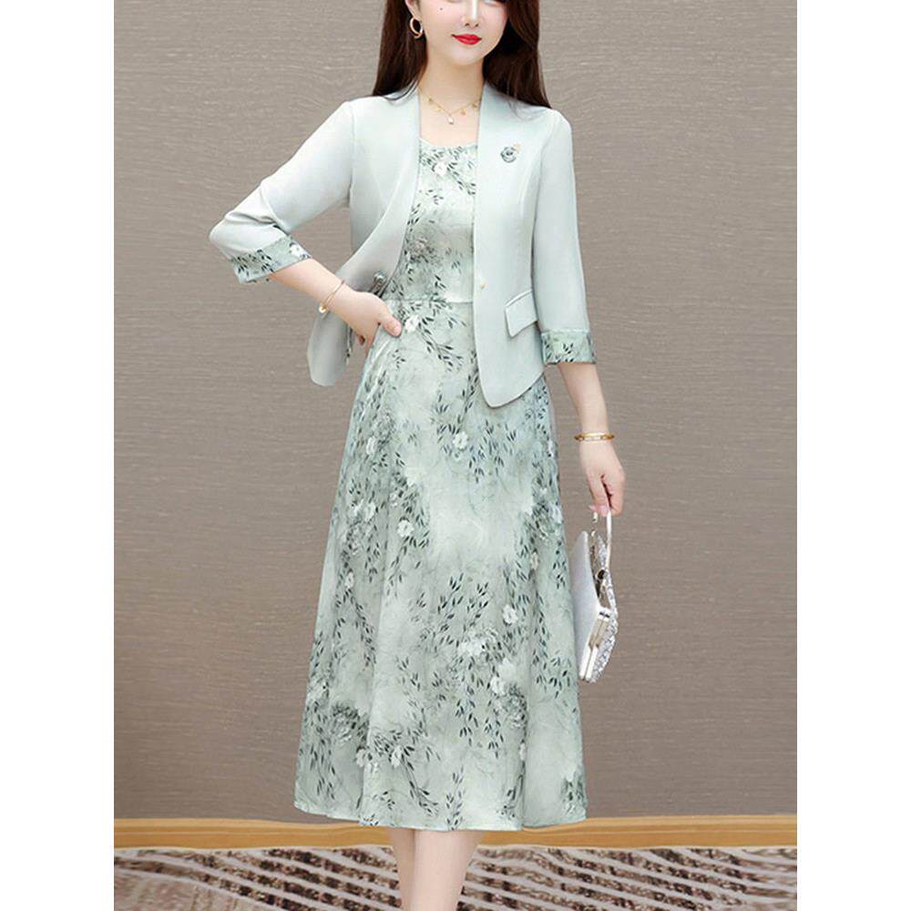 玛古芭碎花法式连衣裙女2025秋季新款长袖新中式收腰显瘦大码裙子