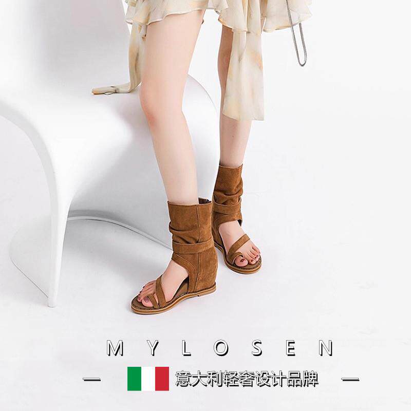 迈洛森2026夏季新款旅游靴大草原夹趾凉靴罗马凉鞋女内增高靴子女