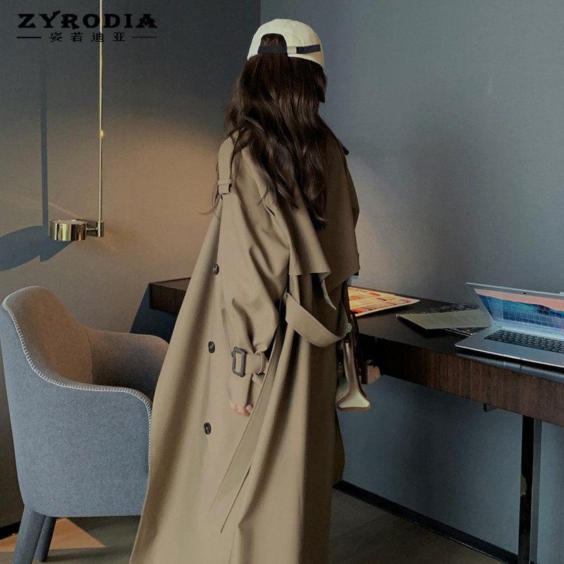Zyrodia春季新英国式高端卡其长过膝别致外套风衣女子