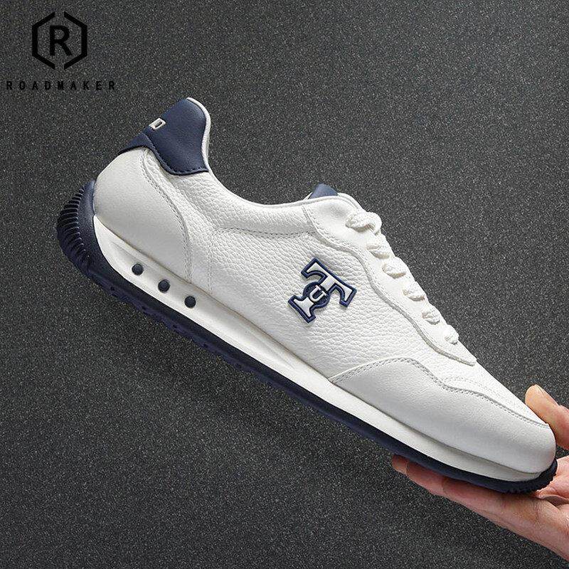 ROADMAKER2026年夏季新款真皮时尚休闲鞋男潮流百搭透气阿甘鞋男