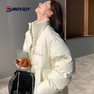 MOYAJY品牌白色短款羽绒棉服女冬季新款加厚棉衣小个子面包服外套