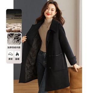 GPTP牛角扣加厚棉服外套女冬季中长款内胆加绒保暖大衣