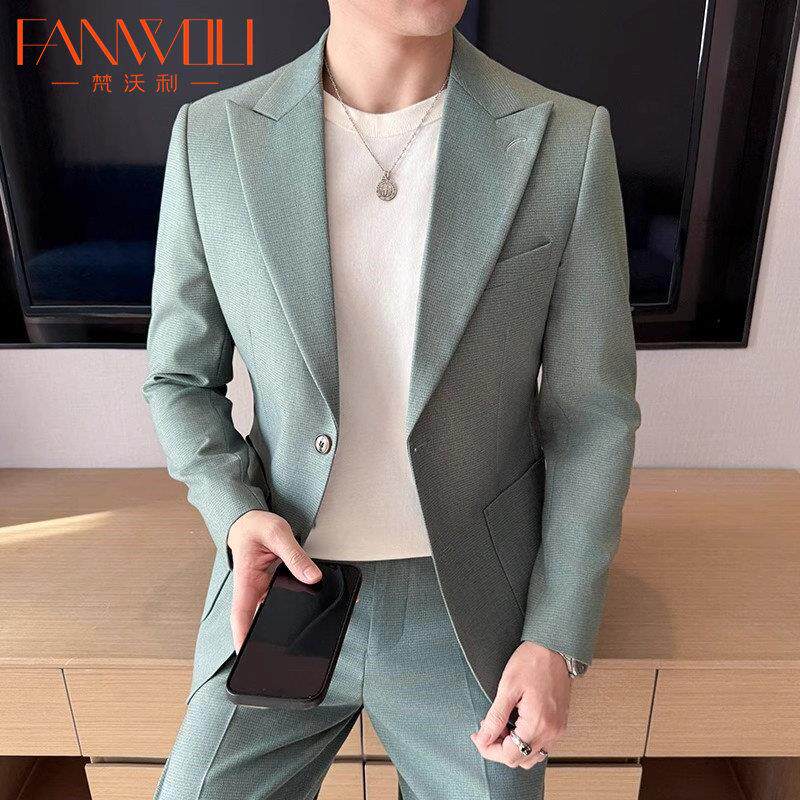 梵沃利秋季男士西服套装商务休闲修身西装外套男装结婚伴郎礼服