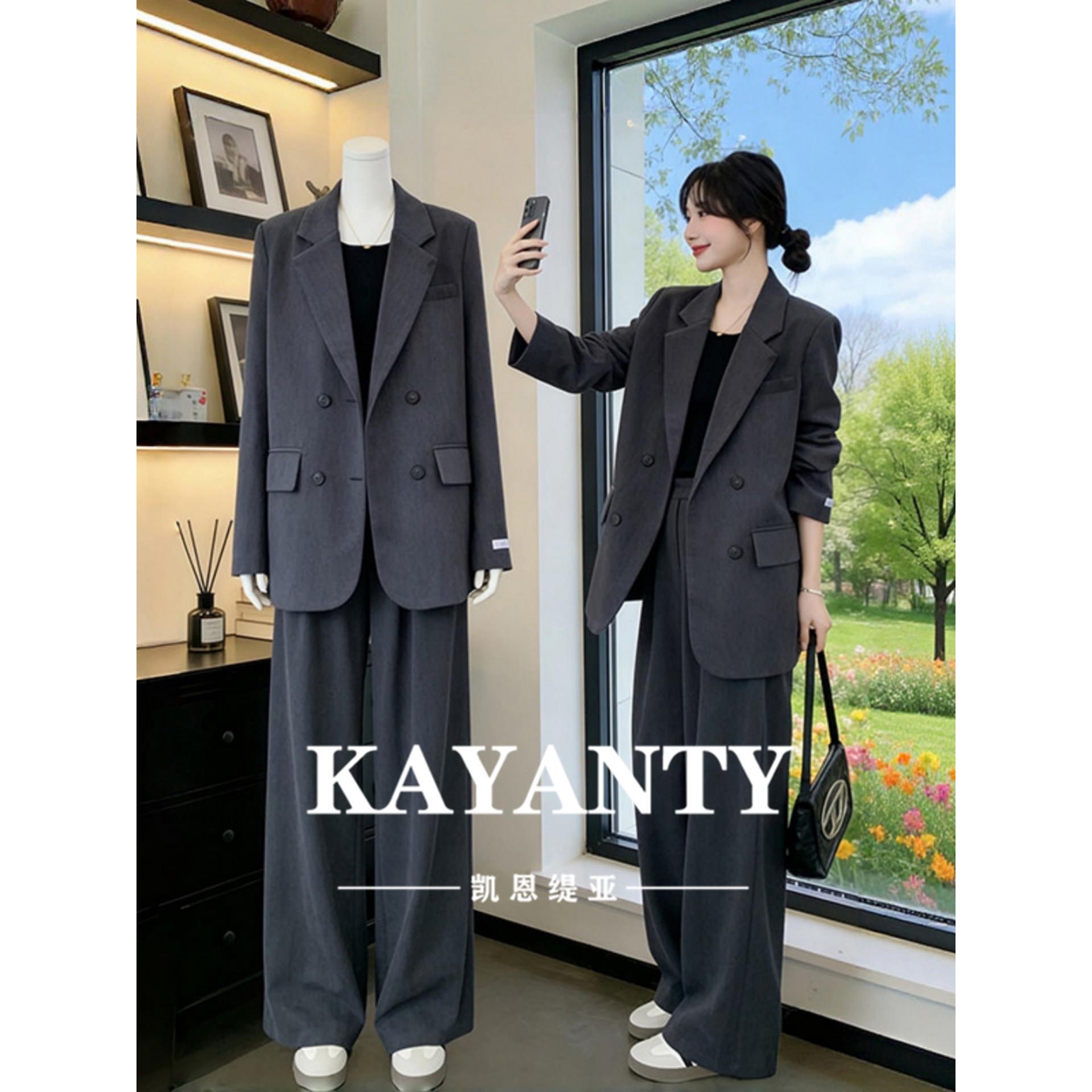 KAYANTY一整套ootd穿搭高级感时尚休闲小西装阔腿裤两件套装超火